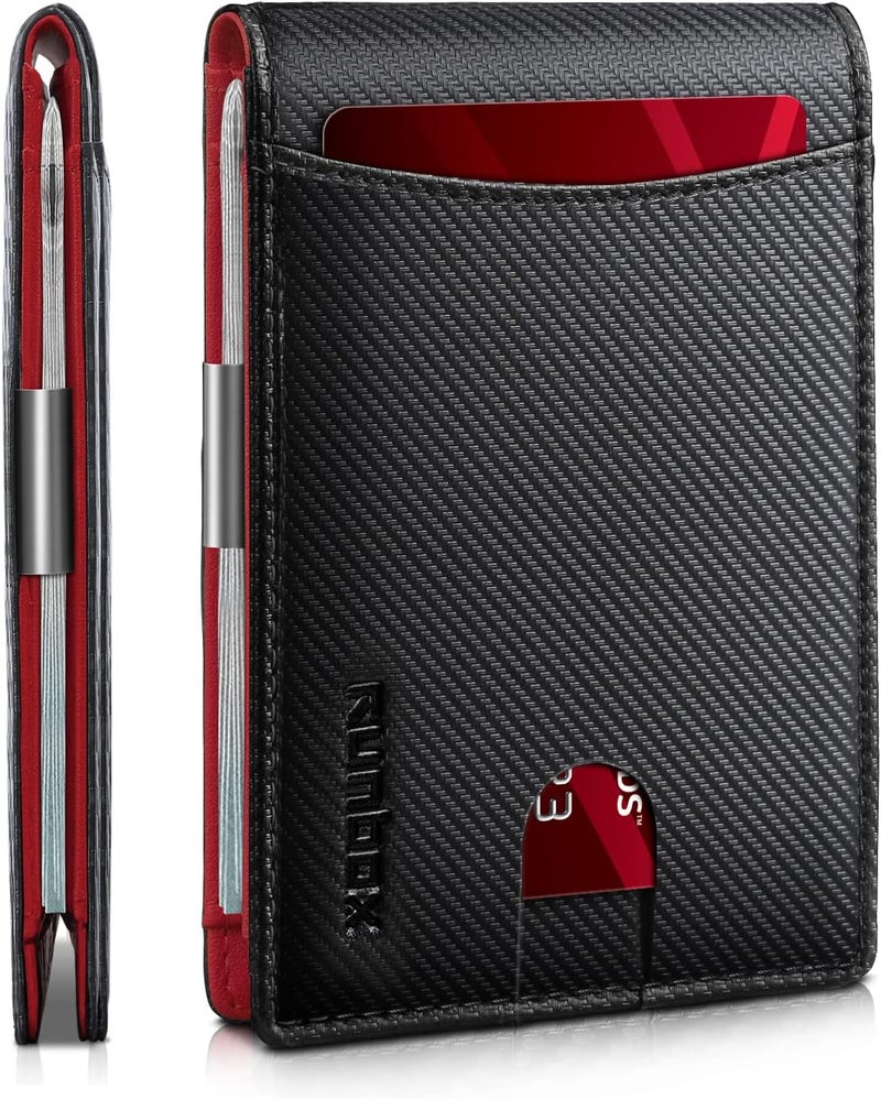 RUNBOX Slim Novelty Wallets for Men RFID Blocking 11 Card Holder Minimalist Small Leather Bifold Men's Front Pocket Wallet Gift Box - Image 1